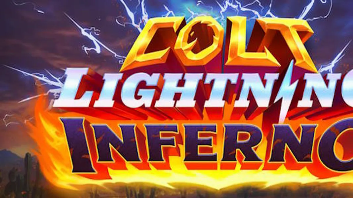 Tampilan visual slot Colt Lightning Inferno dengan efek api dan petir yang dramatis